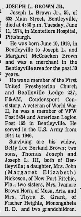 Joseph L. Brown Jr. obit